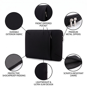 Custodia Protettiva Morbida in Neoprene Personalizzata, Sottile e Antiurto per Laptop con Tasca Frontale per MacBook e Uso Professionale - Product Image 3