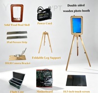Photomaton à impression instantanée YPT avec écran tactile 18,5 pouces, cadre en bois et verre trempé, Wi-Fi, NFC, Bluetooth, compatible HDMI, iPad, appareil photo reflex numérique