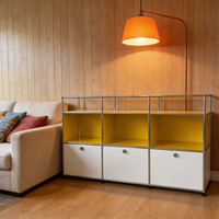 Meuble de rangement moderne, personnalisable et durable en acier inoxydable, connectable, pour chambre à coucher, unité de rangement compacte pour baie vitrée, vêtements et articles divers