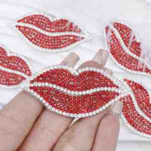 New Iron On/self Sticker Rhinestone <b>Red</b> Mouth Lip Patch for Clothing & Hats Bag Decoration - Product Image 5