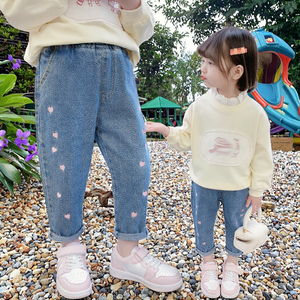 Jean brodé version coréenne pour filles 2026, style étranger pour jeunes enfants, printemps-automne, technique cirée - Product Image 3