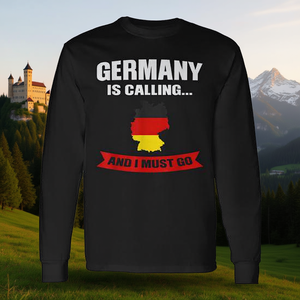 Germany Is Calling And I Must Go Long Sleeve T-Shirt Germany <b>Map</b> Design - Product Image 3