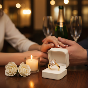 Misura 8 anelli di fidanzamento placcati in oro con zirconi cubici rodiati taglio pietra lunetta impostazione promessa occasione - Product Image 5