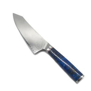 Cuchillo de chef de acero damasco, exquisito patrón de flores de pino, mango de resina - Product Image 4