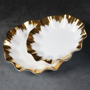 <span class=keywords><strong>Assiette</strong></span> de présentation en céramique dorée de luxe de haute qualité avec un design <span class=keywords><strong>moderne</strong></span>, origine Fujian, adaptée aux mariages, aux fêtes et aux hôtels - Product Image 4