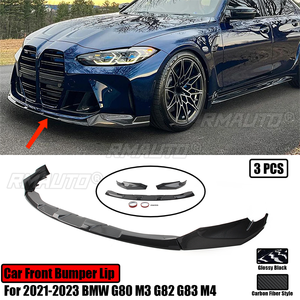 <b>Car</b> Front Bumper Lip <b>for</b> 2021-2023 BMW G80 M3 G82 G83 M4 Splitter <b>Diffuser</b> Spoiler Fender Carbon Fiber Style Glossy Black - Product Image 1