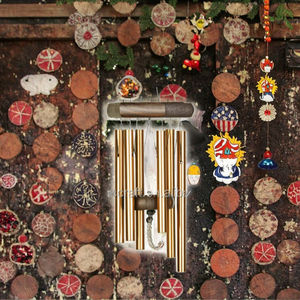 Campana de Viento de Madera y Metal de Estilo Bohemio Grande de Peerless Craft, 6 Tubos, 5 Colores, Decoración Navideña para Colgar al Aire Libre - Product Image 3