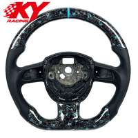 Volant sport personnalisé en fibre de carbone forgée bleu marine et cuir noir pour Audi A3 A4 A5 A6 S4 S5 S6 RS3 RS4 RS5 RS7 Q3 Q5