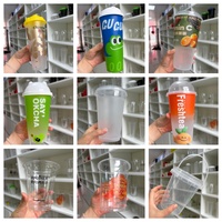 Cetak LOGO Kustom, Gelas Plastik PP PET Slim Cup 300 360 400 500ml Sekali Pakai Untuk U Bubble Tea Dengan Tutup Datar, Siap Kirim