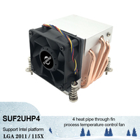 Ventilateur de radiateur CPU de bureau actif 165W 2U avec 4 caloducs roulement à billes pour plates-formes LGA2011 115X 1151 1155 1156