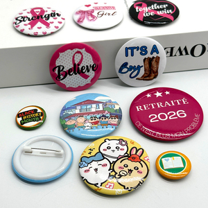 Badge rond en métal, en étain, en tôle, de taille personnalisée, 1 pouce, 25 mm, 32 mm, 58 mm, vierge, impression de logo, bouton assorti, épingle - Product Image 5