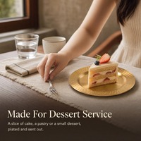 Plateau à dessert en acier inoxydable coréen poli, bord ajouré, or et argent, 2 tailles, compatible micro-ondes, pour restaurant, café, maison