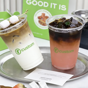 Gobelets en plastique PP pour l'extérieur, 24/32 oz, avec film d'étanchéité pour couvercle, logo personnalisé, diamètre 90 mm, pour café, lait, thé - Product Image 1
