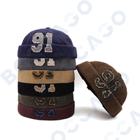 Topi Docker Tanpa Pinggiran Desain Baru 2026, 91 Patch, Gaya Retro Vintage, Buckle Pengatur Logam, Keren, Unisex untuk Dewasa