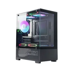 MANMU gehärtetes Glas Computerschutzhülle Computerschutzhüllen Türme Gaming Desktop Mikro-PC-Hülle schwarz