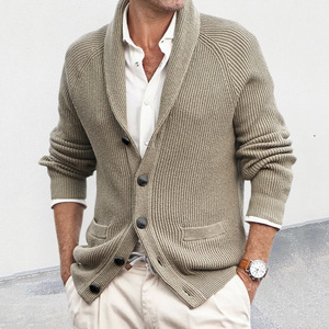 Cardigan en tricot à col pour hommes, pull à manches longues, automne-hiver, fibre acrylique, style jeune, Mlxl2xl - Product Image 1