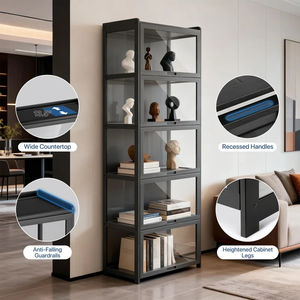 ตู้โชว์ 5 ชั้นพร้อมประตูอะคริลิคแบบพับได้ ชั้นวางของสะสมอเนกประสงค์ และตู้เก็บไวน์สำหรับห้องนั่งเล่น - Product Image 5