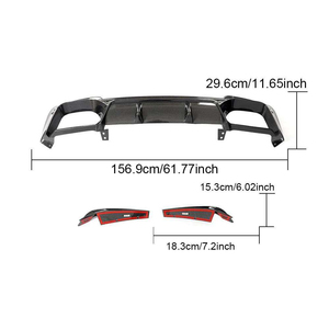Diffuseur arrière en fibre de carbone pour BMW F97 X3M 2019-2021, lèvre de pare-chocs noir brillant avec accents rouges - Product Image 4