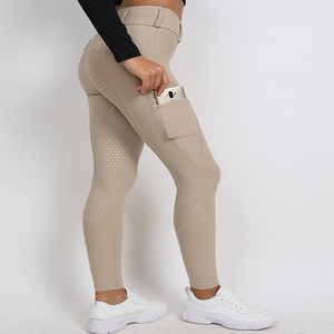 Pantalones de equitación beige para mujer, pantalones de montar a caballo con bolsillo, pantalones de equitación inglesa de cuatro vías - Product Image 4