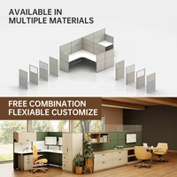Poste de travail en cubicle de bureau pour 5 personnes - Poste de travail modulaire moderne Cloison de confidentialité Utilisation en centre d'appels scolaire Cadre en aluminium
