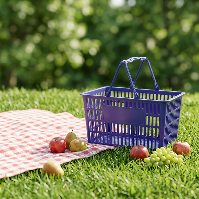 Great Quality Eco-Friendly PP Plastic Shopping Basket with 2 Handles and Wheel for Supermarket Use