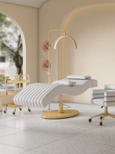 Table de massage de luxe moderne noir et or pour salon de beauté, lit de spa cosmétique facial inclinable, lit pour extensions de cils à vendre - Product Image 5