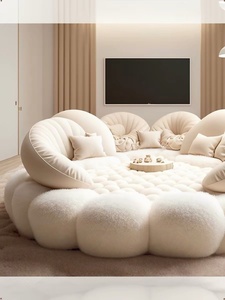Sofá Cama Redondo Grande y Cómodo de 2.4m, Estilo Crema, para Alojamiento en Casa (Homestay) - Product Image 3