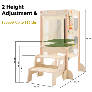 الأكثر مبيعًا مجموعة برج التعلم القابل للطي من خشب الصنوبر الصديقي الصديقي الصديقي الصديقي ، برج التعلم متعدد الوظائف 6 في 1 للمطبخ - Product Image 4