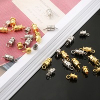 Fermoirs de bracelet en forme de baril pour bijoux, plaqués or argenté, 5x7 mm, avec verrouillage à vis