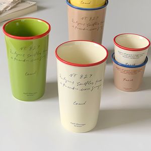 Mug en <span class=keywords><strong>porcelaine</strong></span> blanche de style influenceur coréen, à parois droites, <span class=keywords><strong>grande</strong></span> capacité, <span class=keywords><strong>tasse</strong></span> à café avec motif lettres, idéal pour Instagram - Product Image 2