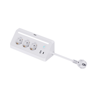 Tira de enchufes de escritorio LED con corriente nominal de 16A, salidas de 3CA, USB y cable de 1,5 M, nuevo diseño, enchufes estándar de la UE