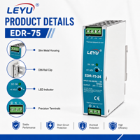 32.5mm Ultra Dar 75W DIN Raylı Güç Kaynağı 12V 24V 48V AC DC Dönüştürücü Endüstriyel SMPS EDR-75