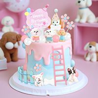 31-teiliges Welpen-Geburtstagstorten-Deko-Set mit Kuchenballen, Blumen, Knochen, Party-Schildern, Leiter, Zaun und Happy Birthday Tortendekoration