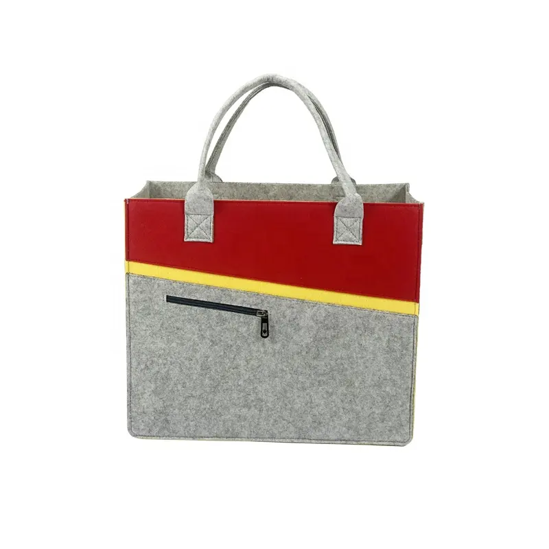 Large Lady Felt Handbag tote bag wholesale felt bags for shopping With Customized Logo