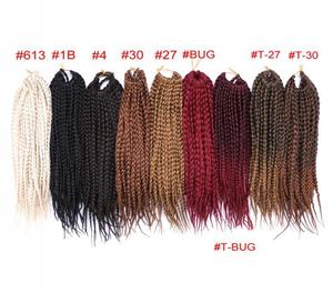 ราคาโรงงาน ขายส่ง ไหมถักโครเชต์สำหรับผู้หญิง ขายดี ขนาด 18 นิ้ว น้ำหนัก 90 กรัม 22 เส้น/แพ็ค วัสดุไฟเบอร์ทนความร้อนต่ำ สำหรับ<span class=keywords><strong>ถัก</strong></span>ทรงบ็อกซ์เบรด - Product Image 6