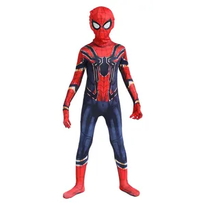 Game film Black Spider Jumpsuit Anime Halloween Cosplay Spiderman Superhero Iron Spider kostum untuk anak-anak dewasa