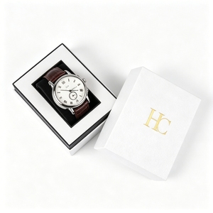 Minimalist Matte White Watch Box Lid and Base Rigid Gift Box with EVA Foam Insert Custom Luxury Watch Packaging Supplier - Product Image 1