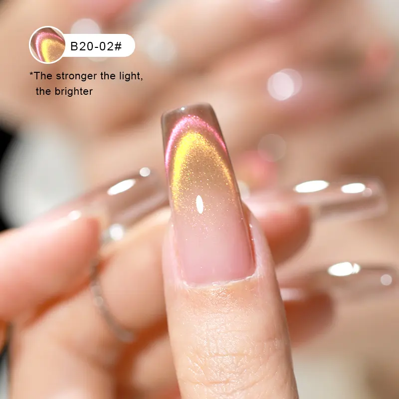 Koreanischer Oem Gel-Effekt Fast Dry Einweichen Langlebiger Regenbogen Glitter Cat Eye Gel Nagellack Set für Nail Art Design