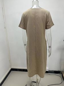 Vestidos Casuales de Verano para Mujer, Estilo Bohemio, de Algodón, Manga Corta, con Bolsillo, Holgados, Talla Grande, Vestido de Verano - Product Image 6