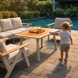 Conjunto de Sofás de Jardín de Aluminio Resistente a la Intemperie IPX5 con Brasero, Zona de Asientos para Patio, Sillas Apilables, Sofá para Exteriores, Instaladores de Terrazas - Product Image 4