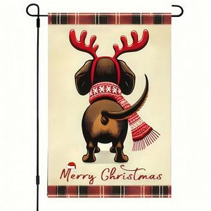Drapeau de jardin en polyester 12x18 pouces, double face, bannière de Noël avec motif de chien, décoration de fête pour porche - Product Image 1