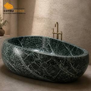 Vasca da bagno in marmo verde Cotrustone, scolpita a mano da un blocco <span class=keywords><strong>di</strong></span> marmo massiccio per bagno <span class=keywords><strong>di</strong></span> villa, vasca da bagno naturale in marmo verde. - Product Image 3