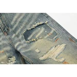 Vintage Washed <b>Baggy</b> Distressed <b>Jeans</b> High Waist Mid-Waist Streetwear Pants <b>for</b> Men <b>Women</b> Ripped Holes Loose Trousers - Product Image 3