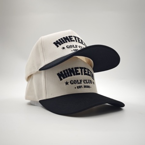 Two Tone 5 Panel Baseball Cap Custom Embroidery Logo Low MOQ OEM Hip Hop Street Culture Fashionable Slouchy Fit <b>Hat</b> - Product Image 4