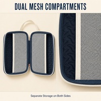 Étui de rangement rigide avec deux compartiments en maille et sangle de poignet pour accessoires portables