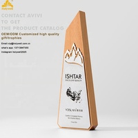 Trophée de luxe 2026 en bois de hêtre et métal, plaque personnalisée, récompense annuelle d'entreprise, souvenir, prix d'entreprise haut de gamme avec support