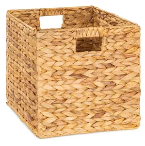 super easy to assemble Low Cost Customize Foldable Handweave rectangle high quality square water hyacinth laundry basket