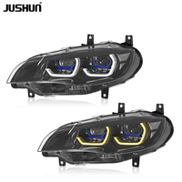 Fabricant de phares JUSHUN, phare LED pour BMW X5 E70 2007-2013 / X6 E71 08-14, mise à niveau des phares à lentilles bicolores