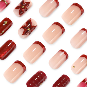 <span class=keywords><strong>Faux</strong></span> <span class=keywords><strong>Ongles</strong></span> Français à Coller Motif Feuilles d'Hiver 24 Pièces – Haute Qualité, Prêts à Poser avec Autocollants et Designs - Product Image 2