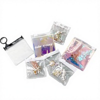 Sac refermable en PVC aseptique de luxe élégant avec fermeture éclair métallique holographique pour bijoux, bracelets, lunettes, bagues, boucles d'oreilles, colliers, pierres précieuses